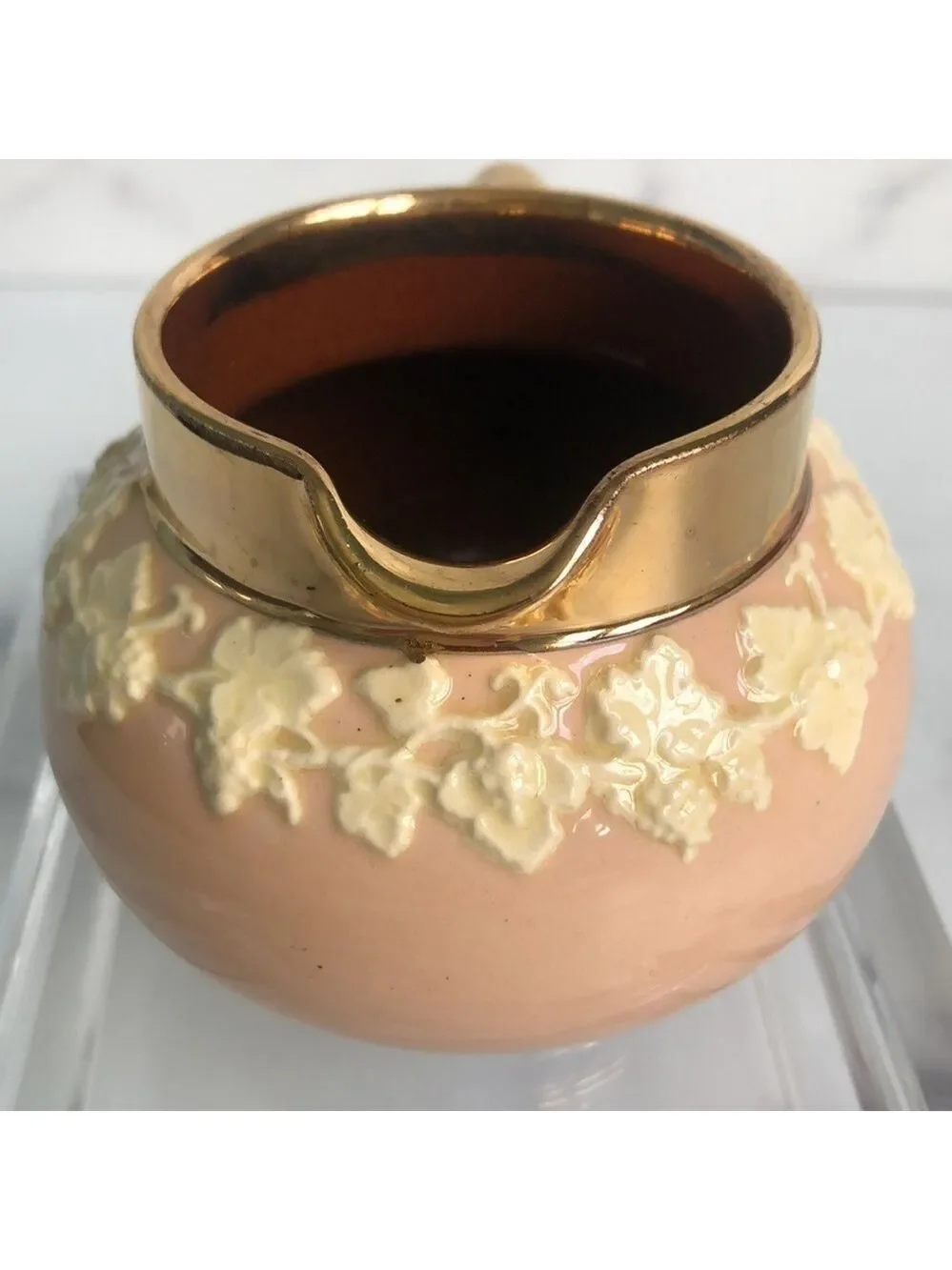 Rare Vintage Gibsons Staffordshire England Pink and Gold Creamer